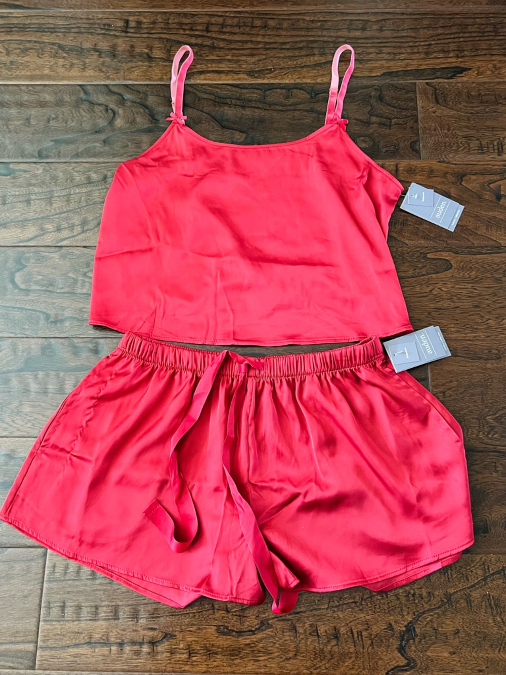 Auden Red Satin Cami & Shorts Pajama Set
